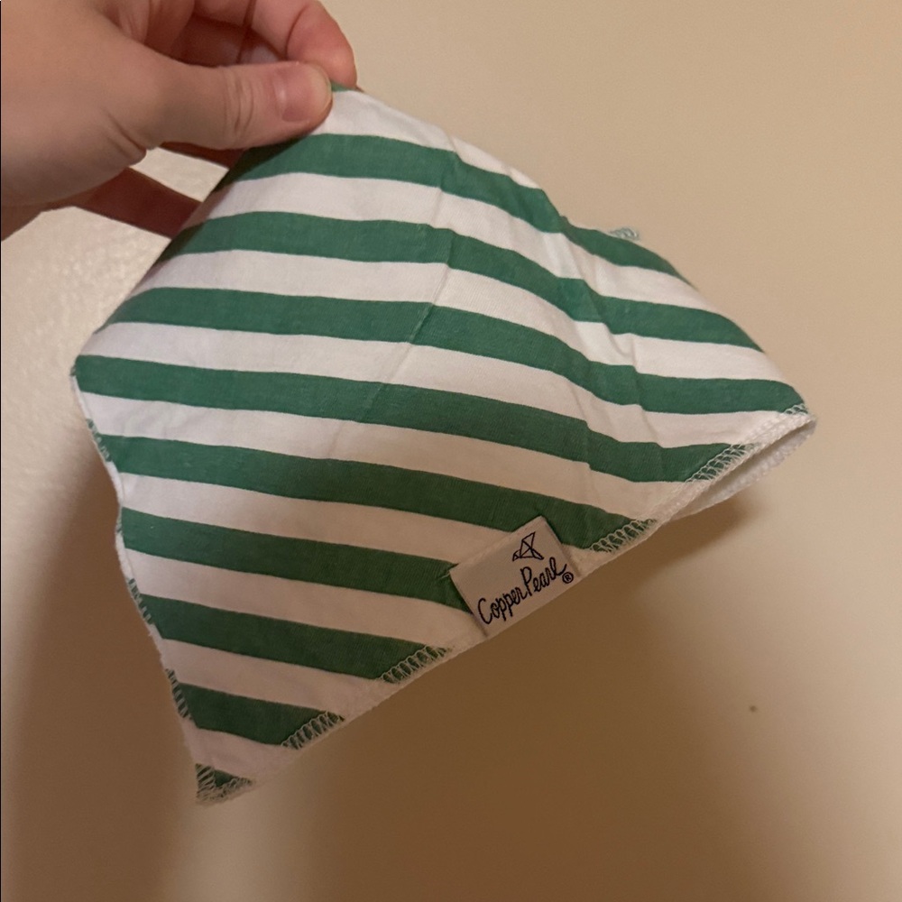 Copper Pearl Green and White Striped Bandana Bib